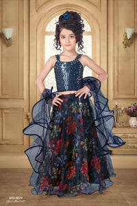 Girls Navy Blue Choli Set