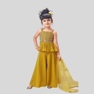 Girls Fancy Palazzo Set - Yellow