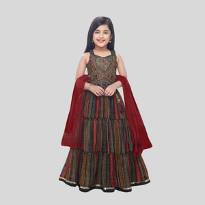 Girls Navy Blue Choli Set