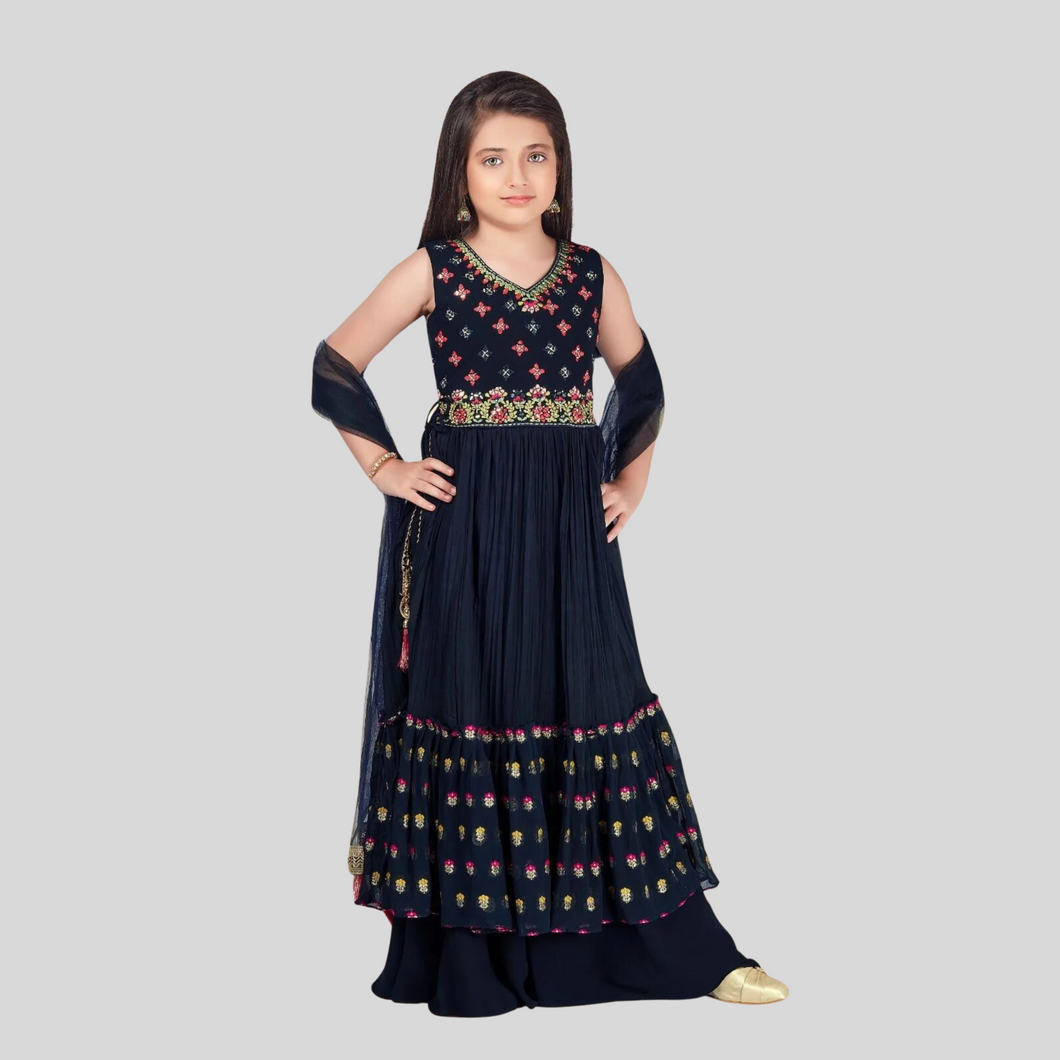 Girls Navy Blue Choli Set