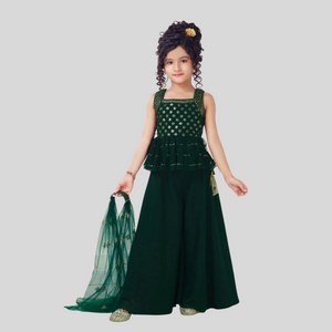 Girls Dark Green Palazo Set