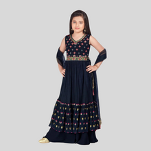 Load image into Gallery viewer, Girls Navy Blue Choli Set
