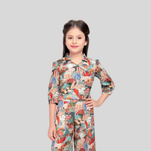 Load image into Gallery viewer, Girls 3/4 Sleeves Two Pc Plazo Set
