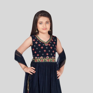 Girls Navy Blue Choli Set