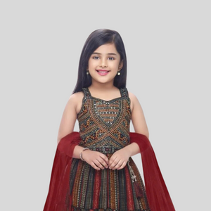 Girls Navy Blue Choli Set