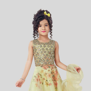 Girls Yellow Choli Set