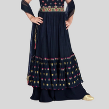 Load image into Gallery viewer, Girls Navy Blue Choli Set
