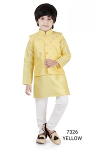 Boys 3 Pcs Kurta Pyjama With Koti Set