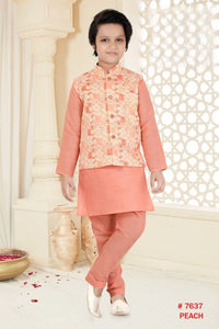 Boys 3 Pcs Kurta Pyjama With Koti Set