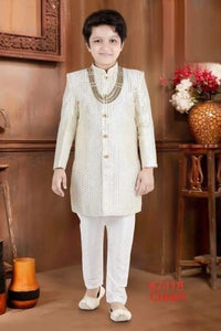 Boys Heavy Look Cream Color Sherwani