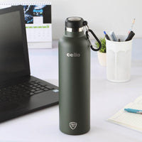 Cello Water Bottle Duro Hector Inside Steel 1100 Ml Green For Unisex