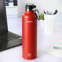 Cello Water Bottle Duro Hector Inside Steel 1100 Ml Red For Unisex