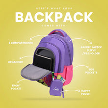 Load image into Gallery viewer, Genie Amore 20L Purple Kids Backpack With Comfortable Padding
