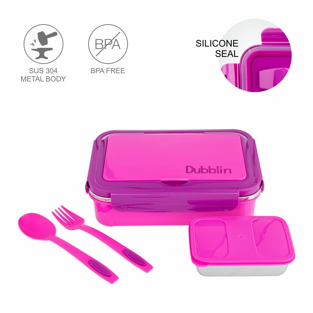 Dubblin Lunch Box Steel Buffet 750 Ml Pink For Unisex