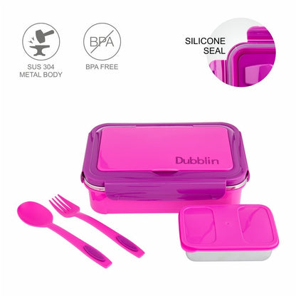 Dubblin Lunch Box Steel Buffet 750 Ml Pink For Unisex