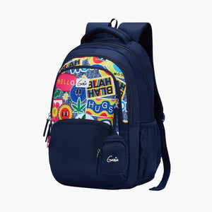 Genie Blahblah 27L Navy Blue Juniors Backpack With Easy Access Pockets