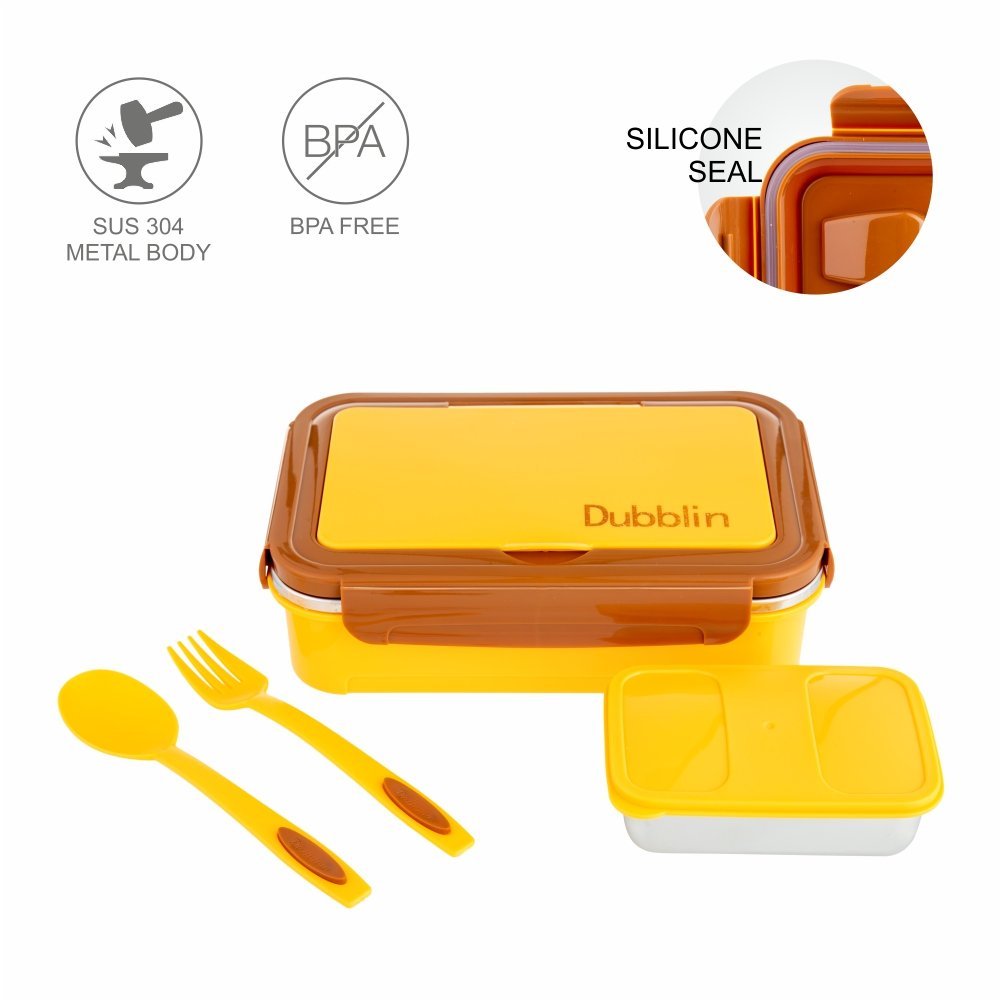 Dubblin Lunch Box Steel Buffet 750 Ml Yellow For Unisex