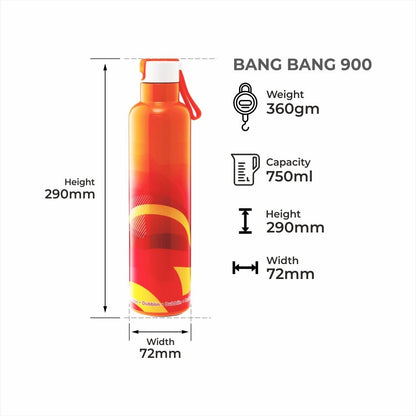 Dubblin Water Bottle Bang Bang Steel 900 Ml Orange For Unisex