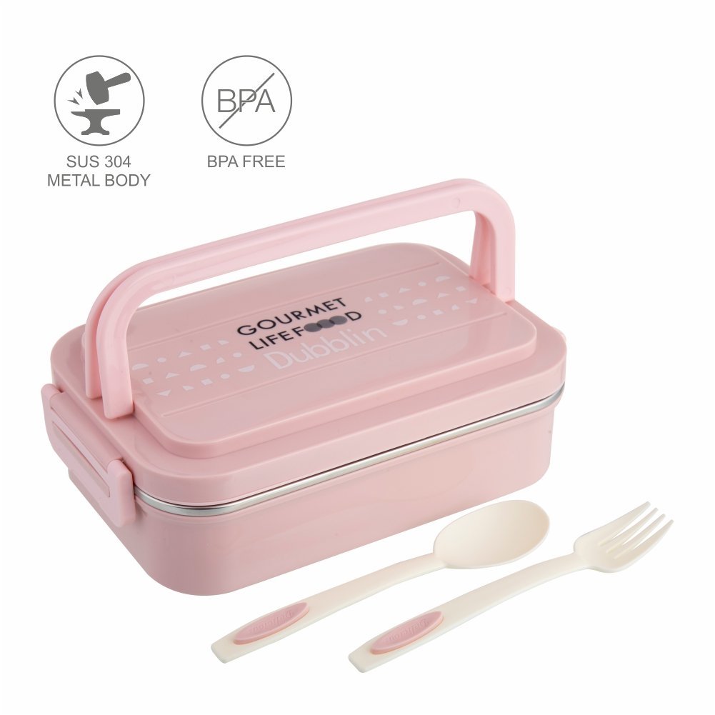 Dubblin Lunch Box Steel Brunch 750 Ml Pink For Unisex