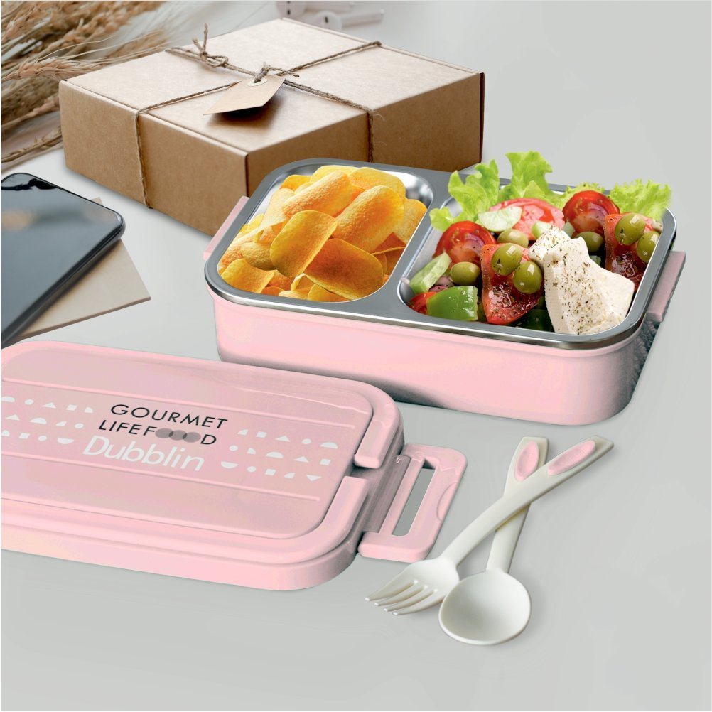 Dubblin Lunch Box Steel Brunch 750 Ml Pink For Unisex