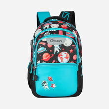 Load image into Gallery viewer, Genius by Safari Comet 27L Black School Backpack with Name Tag
