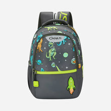 Load image into Gallery viewer, Genius by Safari Cosmo 23L Grey School Backpack with Name Tag
