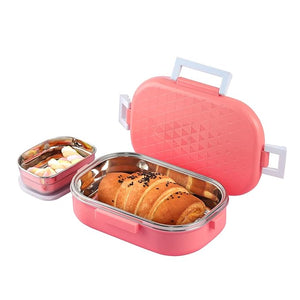 CELLO Altro Neo Lunch Box, Neo Orange, 700ml | 2 Units Insulated Lunch Boxes |Stainless Steel Lunch Box for Kids | Leak-Proof Snacks Tiffin Box for School