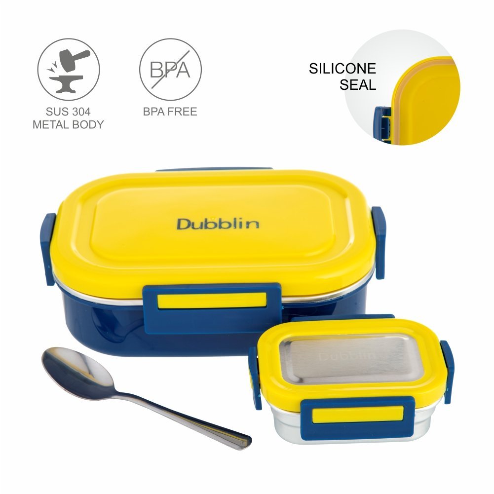 Dubblin Lunch Box Steel Candy 750 Ml Yellow For Unisex