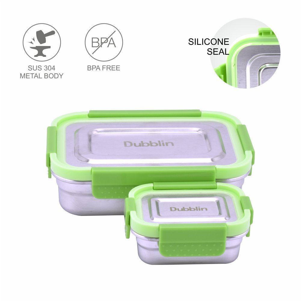 Dubblin Lunch Box Steel Dine Out Jr 800 Ml Green For Unisex