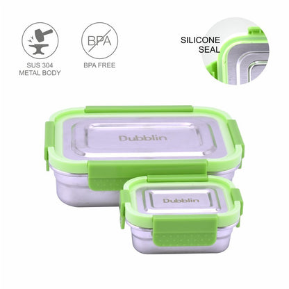 Dubblin Lunch Box Steel Dine Out Jr 800 Ml Green For Unisex