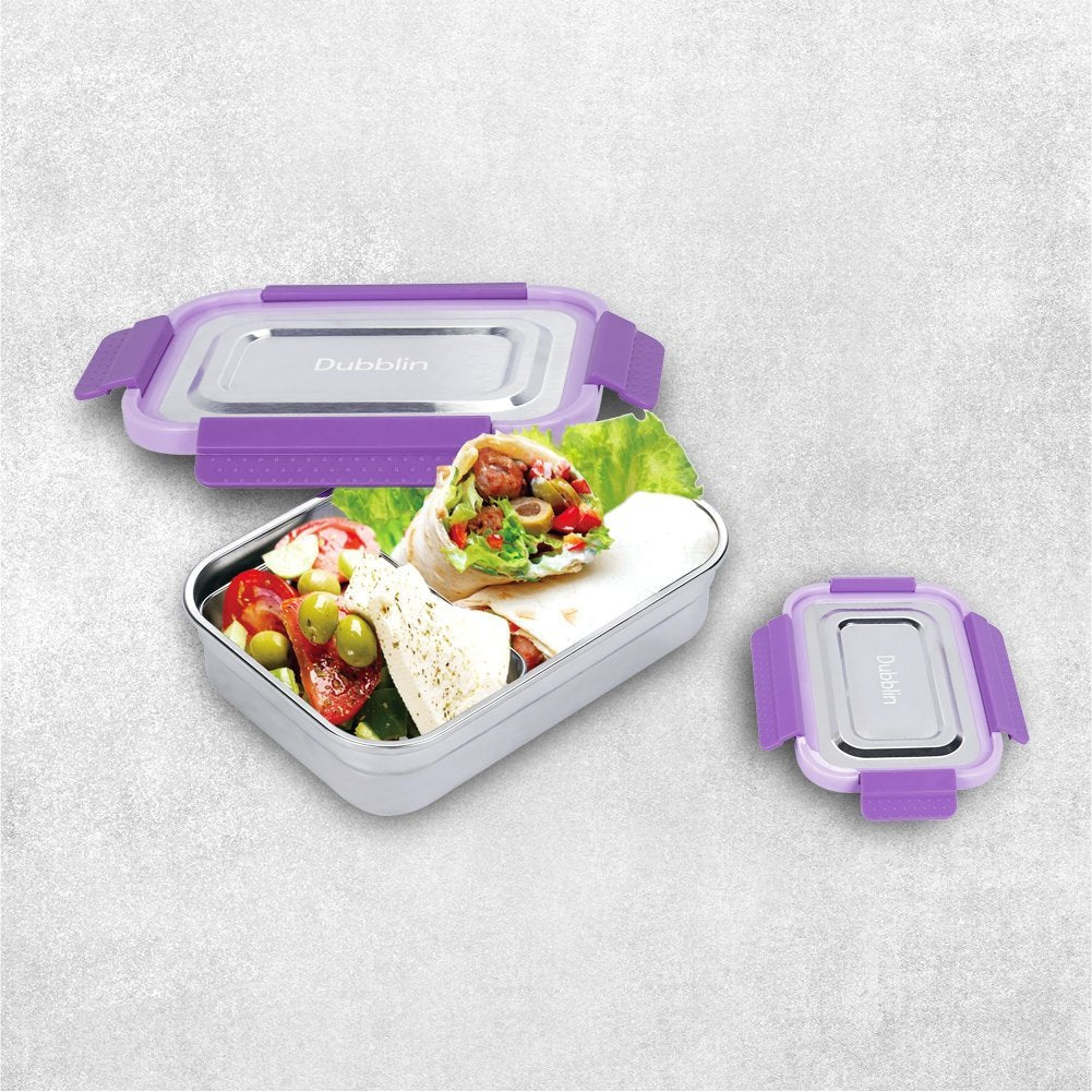 Dubblin Lunch Box Steel Dine Out Jr 800 Ml Purple For Unisex