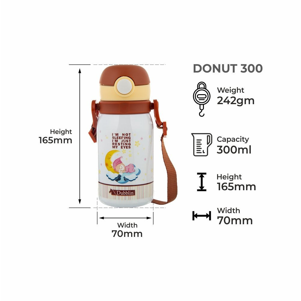 Dubblin Water Bottle Donut Steel 300 Ml Brown For Unisex