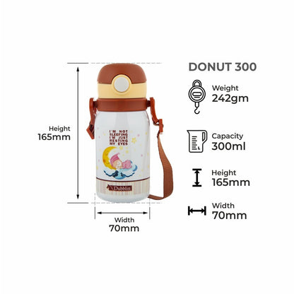 Dubblin Water Bottle Donut Steel 300 Ml Brown For Unisex