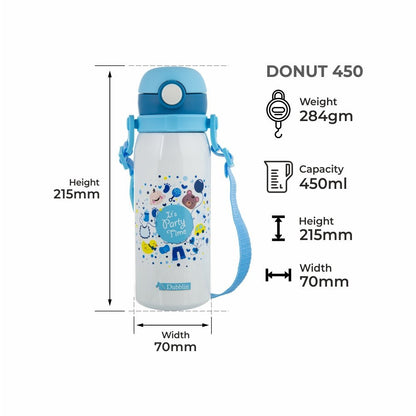 Dubblin Water Bottle  Donut Steel450 Ml Blue For Unisex