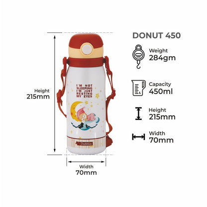 Dubblin Water Bottle  Donut Steel450 Ml Brown For Unisex