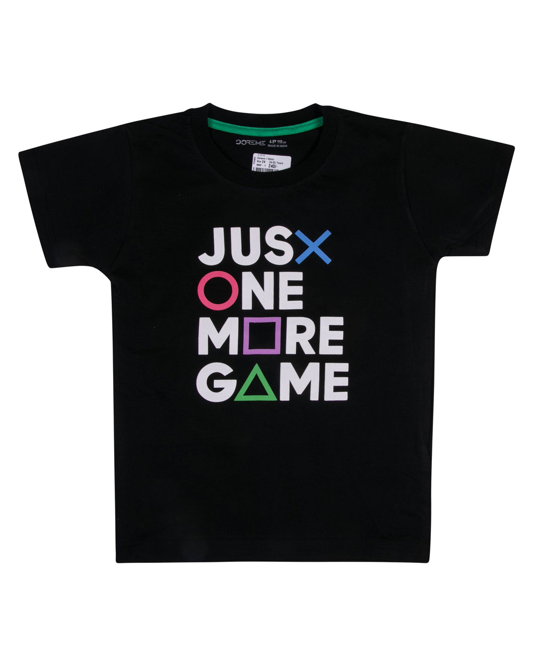 Boys Printed Black Round Neck T Shirt