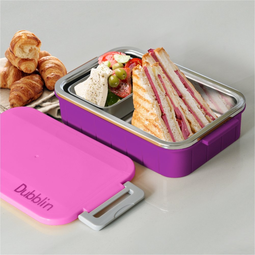 Dubblin Lunch Box Steel Feast 750 Ml Pink For Girls