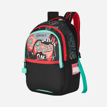 Load image into Gallery viewer, Genius by Safari Maverick 27L Black School Backpack with Name Tag
