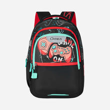 Load image into Gallery viewer, Genius by Safari Maverick 27L Black School Backpack with Name Tag
