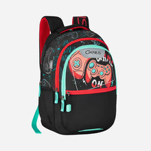 Load image into Gallery viewer, Genius by Safari Maverick 27L Black School Backpack with Name Tag
