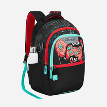 Load image into Gallery viewer, Genius by Safari Maverick 27L Black School Backpack with Name Tag
