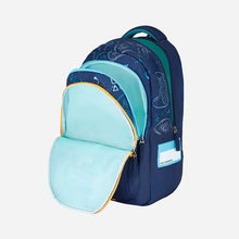 Load image into Gallery viewer, Genius by Safari Maverick 27L Blue School Backpack with Name Tag
