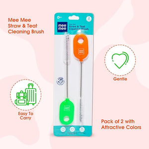 Mee Mee Straw and Teat Cleaning Brush - Green & Orange