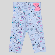 Load image into Gallery viewer, Girls Unicorn Printed Sky Blue Capri
