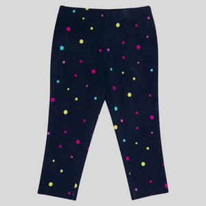 Girls Classic Multi Dotted Print Navy Blue Leggings