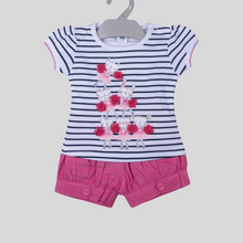 Load image into Gallery viewer, White Striped Printed Top With Pink Short
