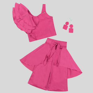 Pink Ankle Plazo With Stylish Top