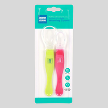 Load image into Gallery viewer, Mee Mee 3 in 1 Weaning Spoon 4m+ Green/Pink
