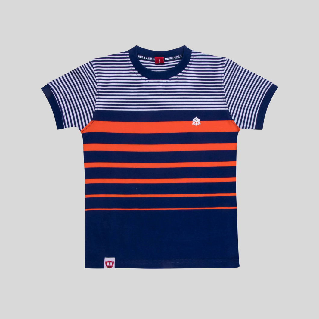 Boys Striped Multi Colour Round Neck T Shirt