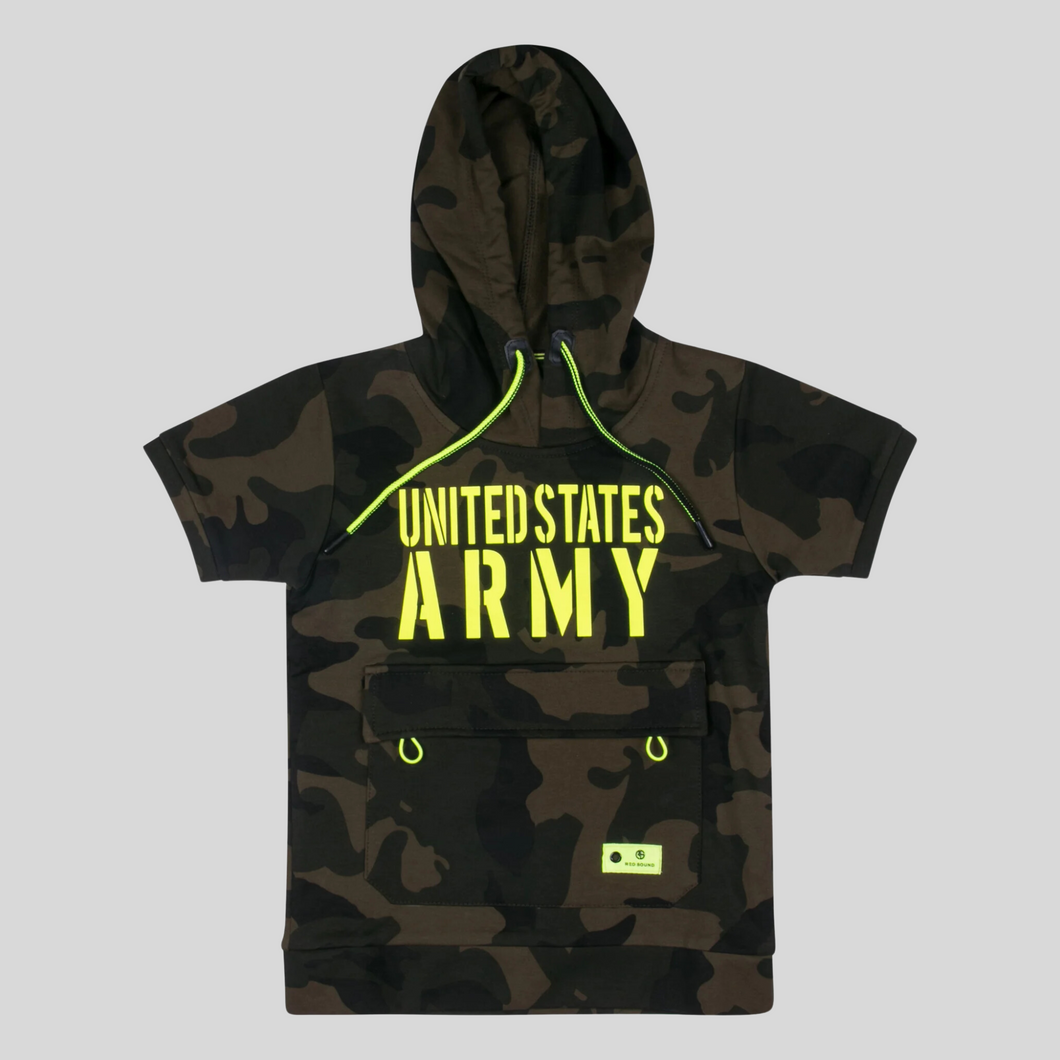 Boys Army Printed Hoodies Style T Shirt